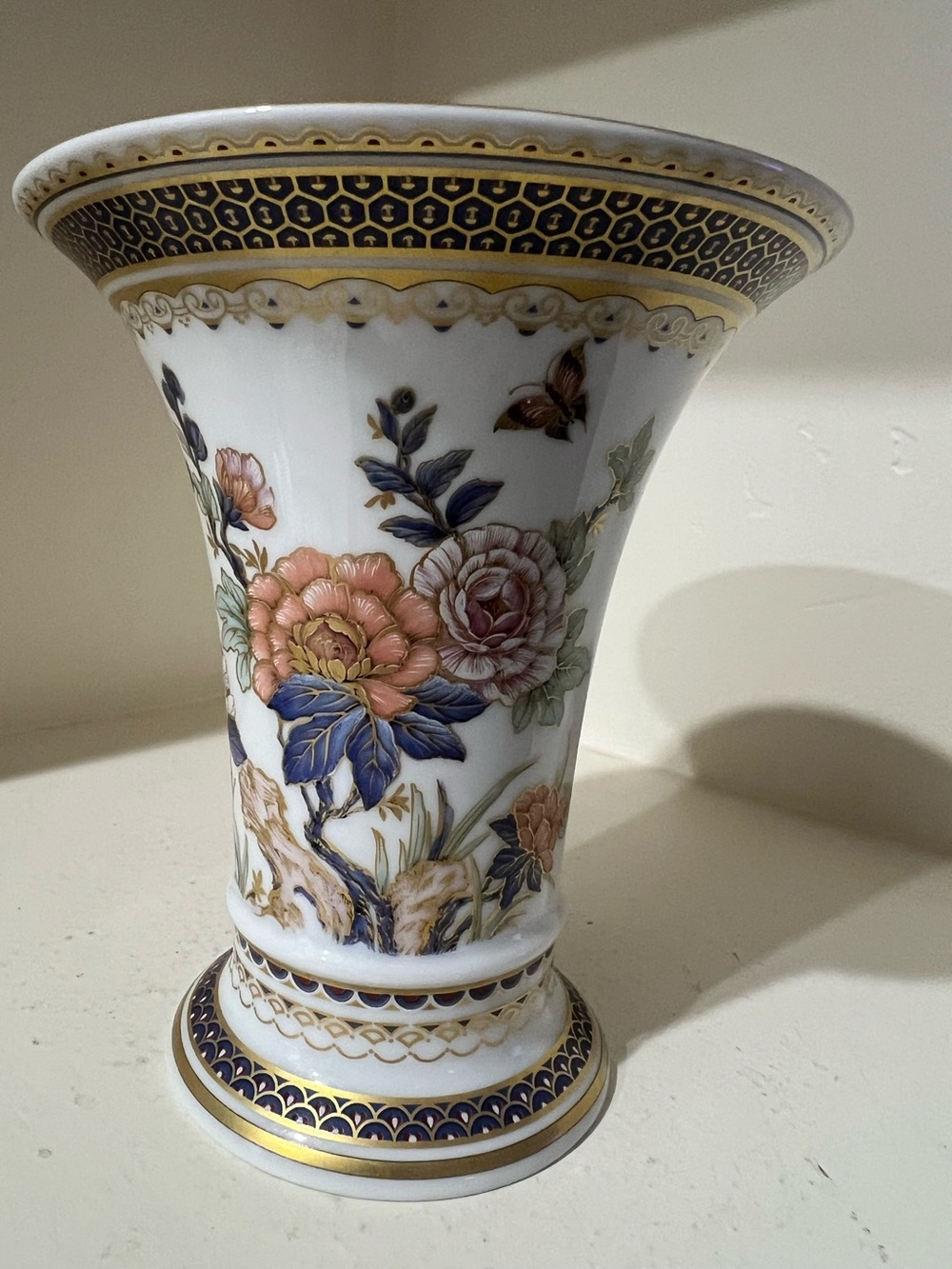 A K Kaiser Germany porcelain vase. Adorned with 22k gold. Perfect!